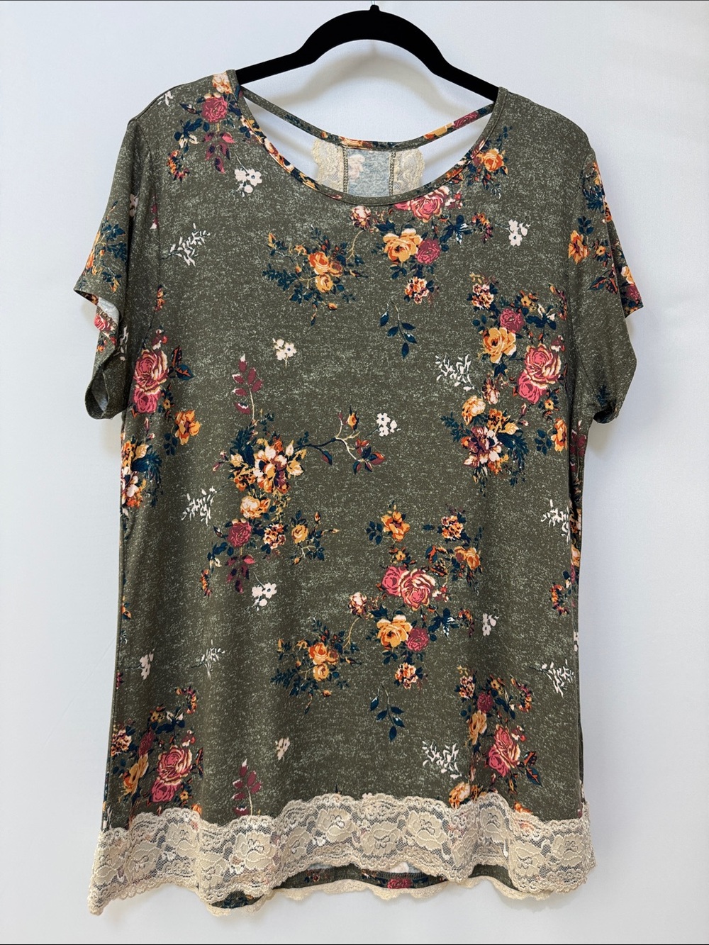 Mason & Belle Alecia Back Detail Lace Trim Knit Top